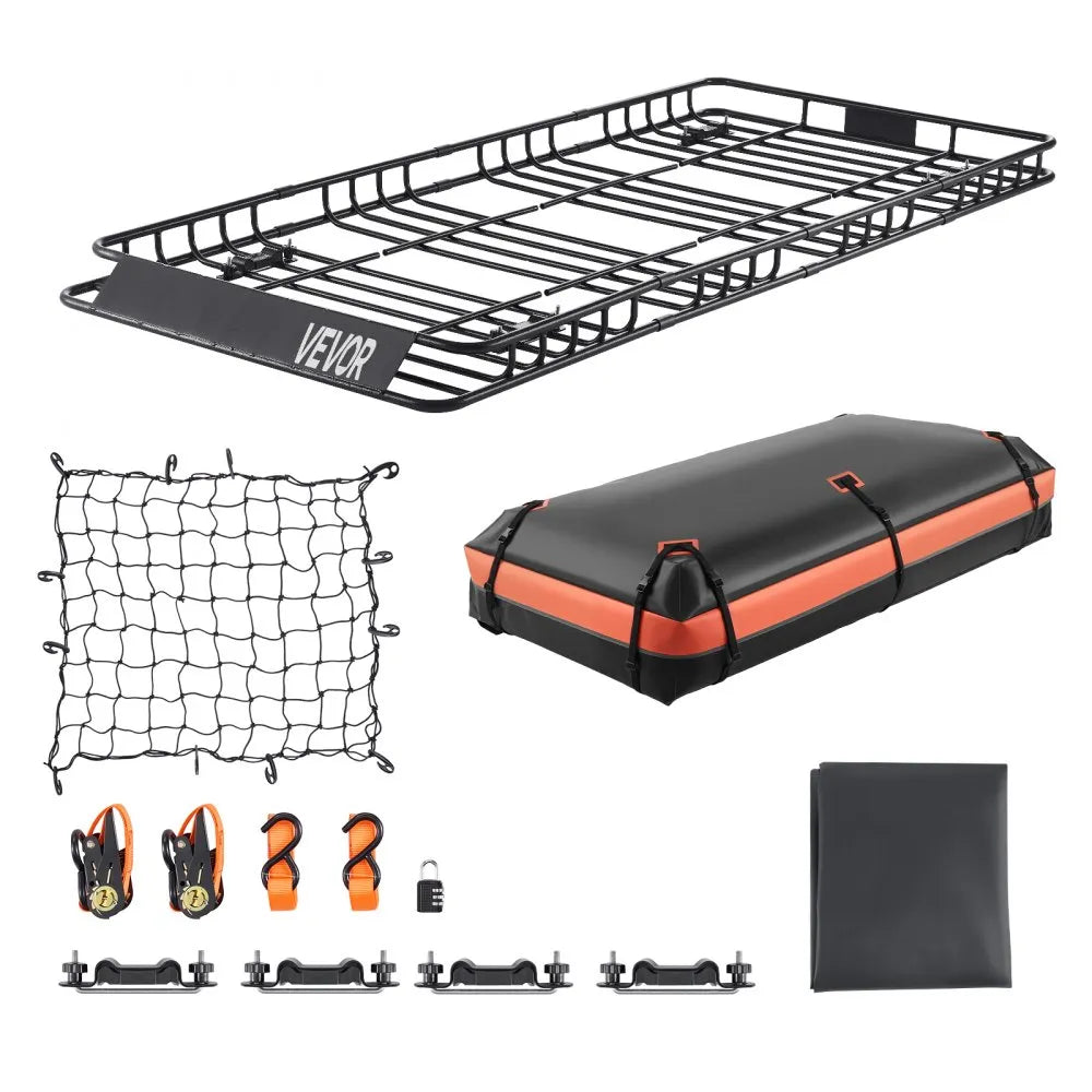 84" Roof Top Cargo Carrier, Storage Bag, Cargo Net