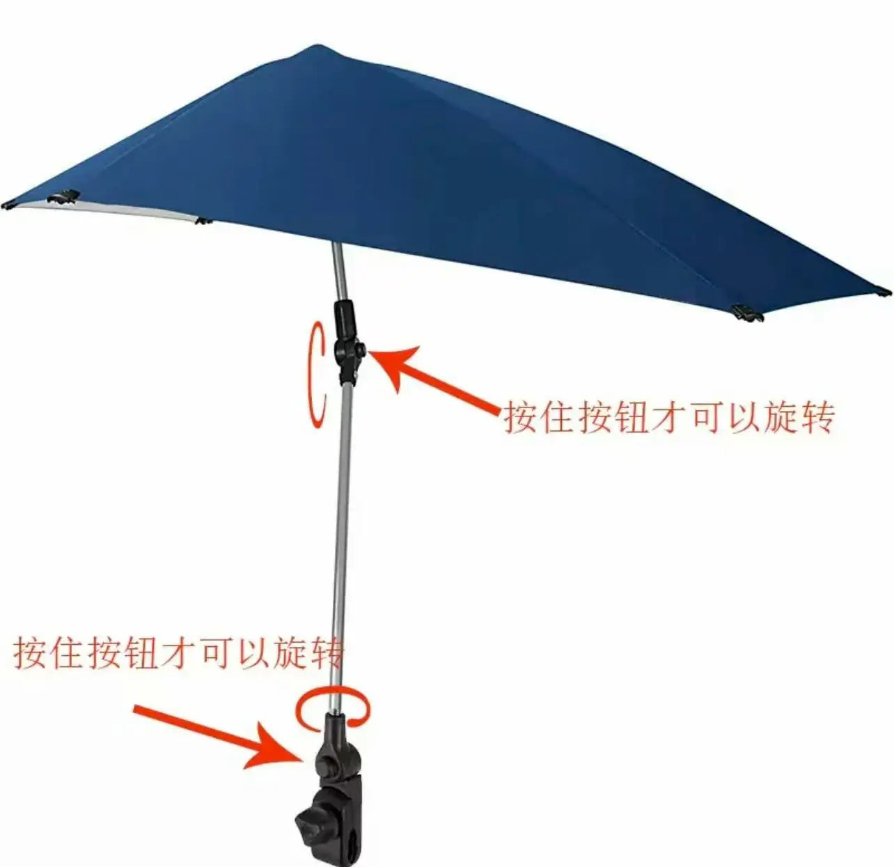 Adjustable Universal Chair Clip for Portable Beach Umbrella Classic Design Manual Sun Cart for Office Outdoor Straight Pattern