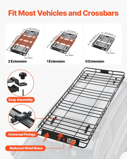 84" Roof Top Cargo Carrier, Storage Bag, Cargo Net