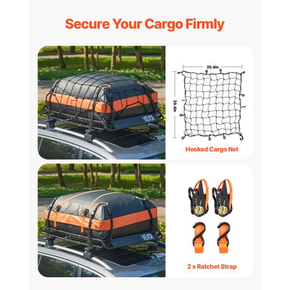 51" Roof Top Cargo Carrier, Storage Bag, Cargo Net