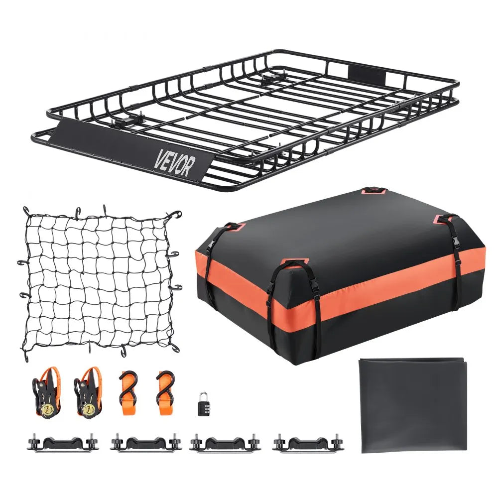 64" Roof Top Cargo Carrier, Storage Bag, Cargo Net