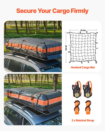 84" Roof Top Cargo Carrier, Storage Bag, Cargo Net