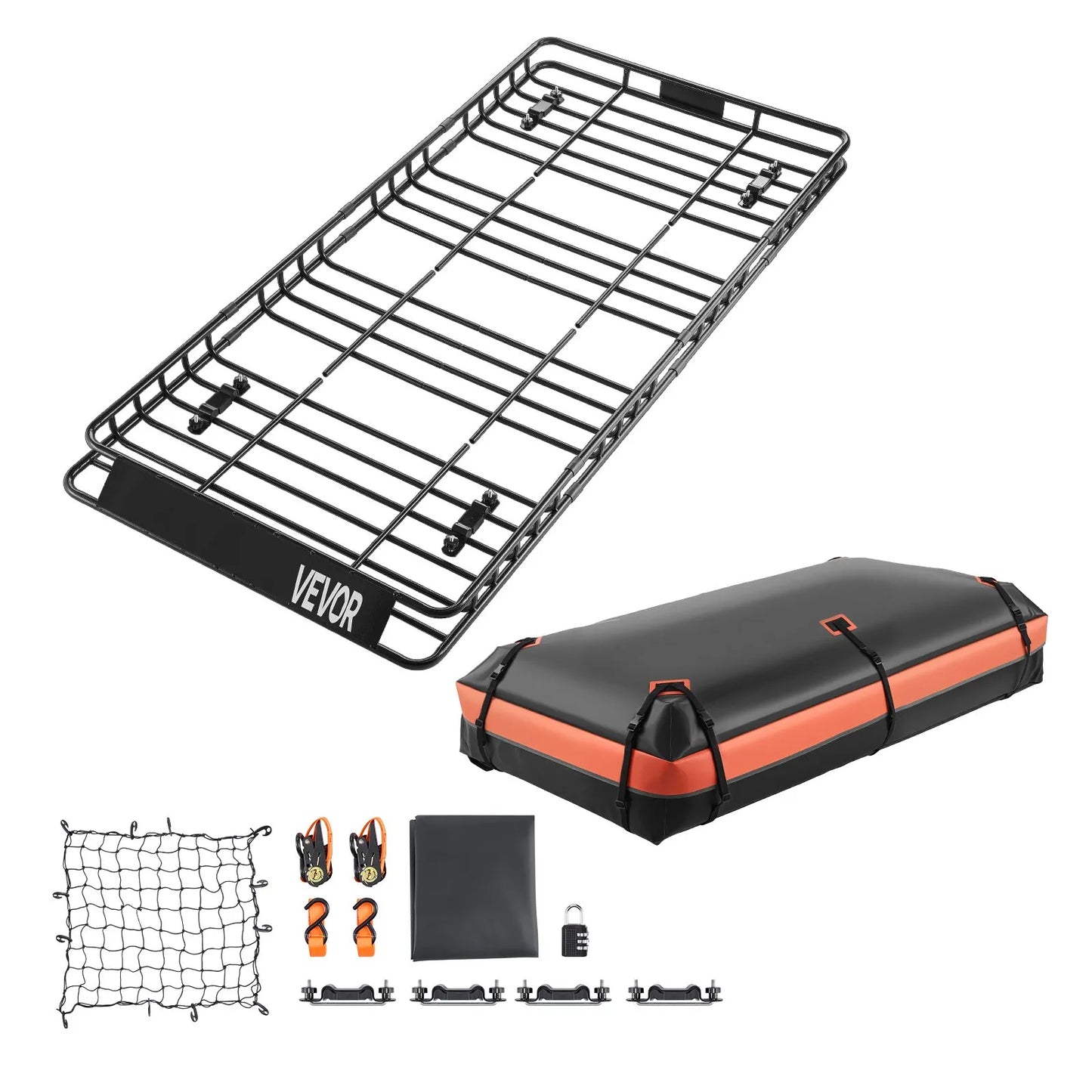 84" Roof Top Cargo Carrier, Storage Bag, Cargo Net