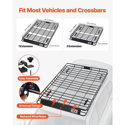 64" Roof Top Cargo Rack WIDE With Cargo Nets