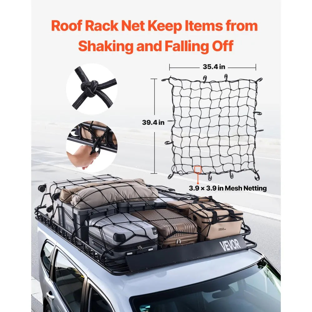 64" Roof Top Cargo Rack WIDE With Cargo Nets